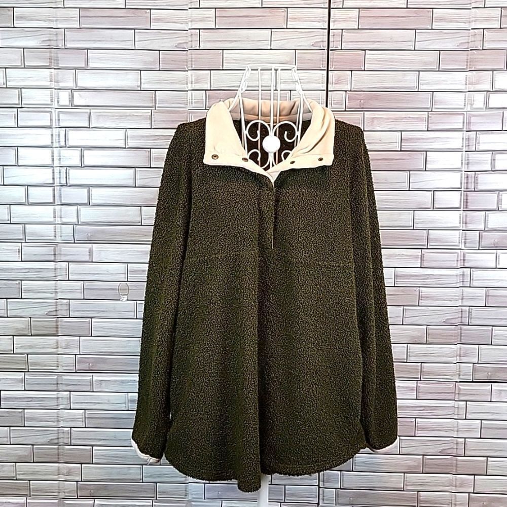 Entro pullover fleece olive green sweater Size M